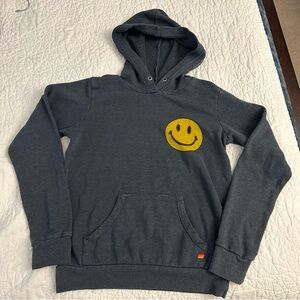 Aviator Nation Gray Hoodie with Yellow Smiley
